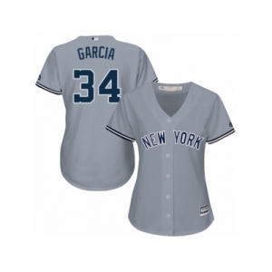 Women Majestic New York Yankees #34 Jamie Garcia Replica Grey Road MLB Jersey