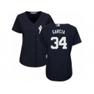 Women Majestic New York Yankees #34 Jamie Garcia Replica Navy Blue Alternate MLB Jersey