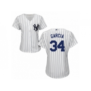 Women Majestic New York Yankees #34 Jamie Garcia Replica White Home MLB Jersey