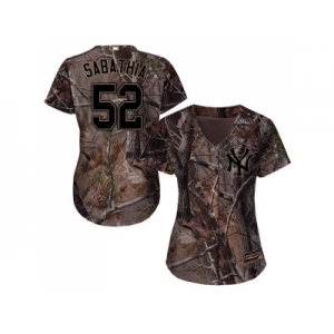 Women New York Yankees #52 C.C. Sabathia Camo Realtree Collection Cool Base Stitched MLB Jersey