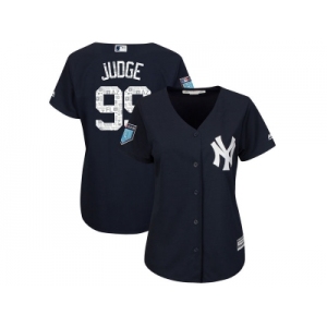 Women New York Yankees #99 Aaron Judge Majestic Navy 2018 Spring Training Cool Base Player Jersey
