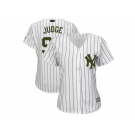 Women New York Yankees #99 Aaron Judge White Strip 2018 Memorial Day Cool Base Stitched MLB Jersey