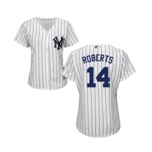 Women's Majestic New York Yankees #14 Brian Roberts Authentic White Home MLB Jersey