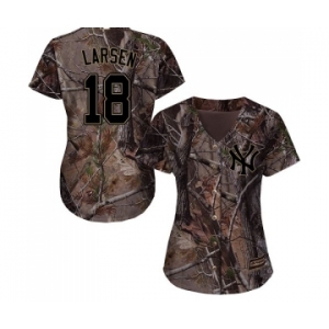Women's Majestic New York Yankees #18 Don Larsen Authentic Camo Realtree Collection Flex Base MLB Jersey