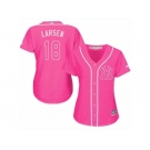 Women's Majestic New York Yankees #18 Don Larsen Authentic Pink Fashion Cool Base MLB Jersey