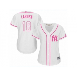 Women's Majestic New York Yankees #18 Don Larsen Authentic White Fashion Cool Base MLB Jersey