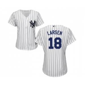 Women's Majestic New York Yankees #18 Don Larsen Authentic White Home MLB Jersey