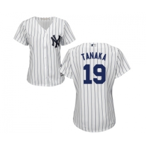 Women's Majestic New York Yankees #19 Masahiro Tanaka Authentic White Home MLB Jersey