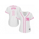 Women's Majestic New York Yankees #2 Derek Jeter Authentic White Fashion Cool Base MLB Jersey