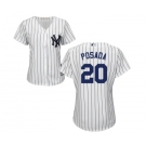 Women's Majestic New York Yankees #20 Jorge Posada Authentic White Home MLB Jersey