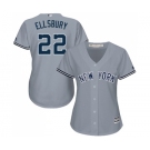 Women's Majestic New York Yankees #22 Jacoby Ellsbury Authentic Grey Road MLB Jersey