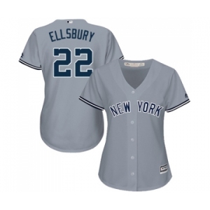 Women's Majestic New York Yankees #22 Jacoby Ellsbury Authentic Grey Road MLB Jersey