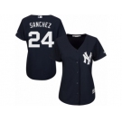 Women's Majestic New York Yankees #24 Gary Sanchez Authentic Navy Blue Alternate MLB Jersey