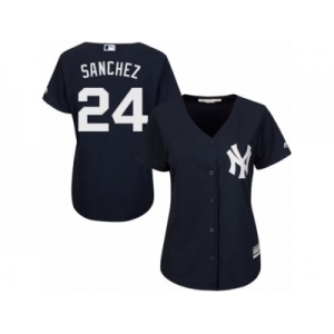 Women's Majestic New York Yankees #24 Gary Sanchez Authentic Navy Blue Alternate MLB Jersey