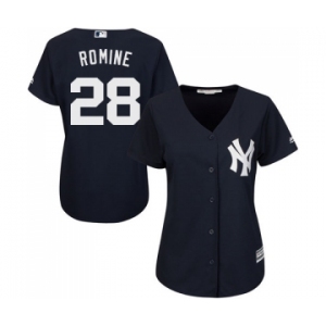 Women's Majestic New York Yankees #28 Austin Romine Authentic Navy Blue Alternate MLB Jersey
