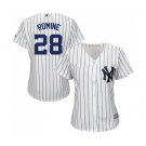 Women's Majestic New York Yankees #28 Austin Romine Authentic White Home MLB Jersey