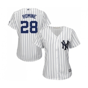 Women's Majestic New York Yankees #28 Austin Romine Authentic White Home MLB Jersey