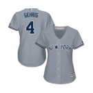 Women's Majestic New York Yankees #4 Lou Gehrig Authentic Grey Road MLB Jersey