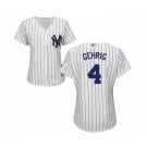 Women's Majestic New York Yankees #4 Lou Gehrig Authentic White Home MLB Jersey