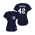 Women's Majestic New York Yankees #42 Mariano Rivera Authentic Navy Blue MLB Jersey