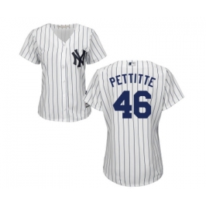 Women's Majestic New York Yankees #46 Andy Pettitte Authentic White Home MLB Jersey