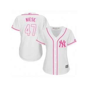 Women's Majestic New York Yankees #47 Jon Niese Replica White Fashion Cool Base MLB Jersey