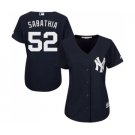 Women's Majestic New York Yankees #52 C.C. Sabathia Authentic Navy Blue Alternate MLB Jersey
