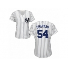 Women's Majestic New York Yankees #54 Aroldis Chapman Replica White Home MLB Jersey