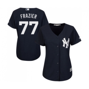 Women's Majestic New York Yankees #77 Clint Frazier Authentic Navy Blue Alternate MLB Jersey