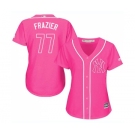 Women's Majestic New York Yankees #77 Clint Frazier Authentic Pink Fashion Cool Base MLB Jersey