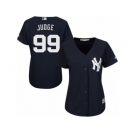 Women's Majestic New York Yankees #99 Aaron Judge Authentic Navy Blue Alternate MLB Jersey