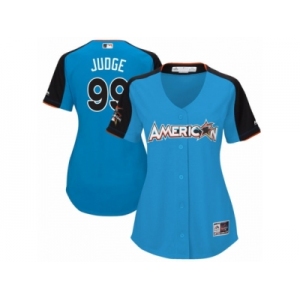 Women's Majestic New York Yankees #99 Aaron Judge Replica Blue American League 2017 MLB All-Star MLB Jersey