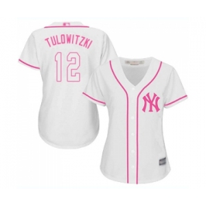 Women's New York Yankees #12 Troy Tulowitzki Authentic White Fashion Cool Base Baseball Jersey