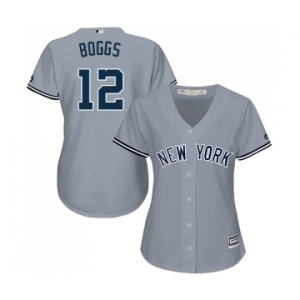 Women's New York Yankees #12 Wade Boggs Authentic Grey Road Baseball Jersey