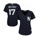 Women's New York Yankees #17 Matt Holliday Authentic Navy Blue Alternate Baseball Jersey