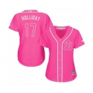 Women's New York Yankees #17 Matt Holliday Authentic Pink Fashion Cool Base Baseball Jersey