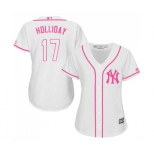 Women's New York Yankees #17 Matt Holliday Authentic White Fashion Cool Base Baseball Jersey