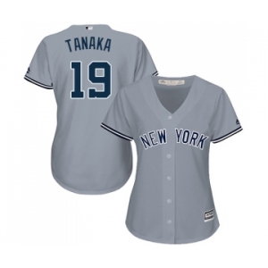 Women's New York Yankees #19 Masahiro Tanaka Authentic Grey Road Baseball Jersey