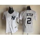 Women's New York Yankees #2 Derek Jeter Majestic White Cool Base Player Jersey