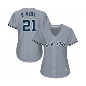 Women's New York Yankees #21 Paul O'Neill Authentic Grey Road Baseball Jersey