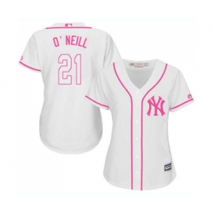 Women's New York Yankees #21 Paul O'Neill Authentic White Fashion Cool Base Baseball Jersey
