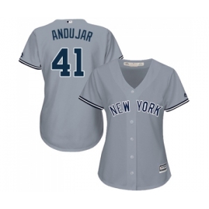 Women's New York Yankees #41 Miguel Andujar Authentic Grey Road Baseball Jersey