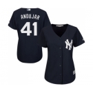 Women's New York Yankees #41 Miguel Andujar Authentic Navy Blue Alternate Baseball Jersey