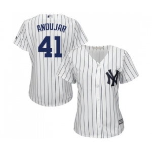 Women's New York Yankees #41 Miguel Andujar Authentic White Home Baseball Jersey