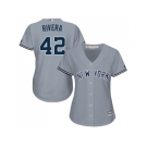 Women's New York Yankees #42 Mariano Rivera Grey Road Stitched MLB Jersey