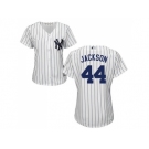 Women's New York Yankees #44 Reggie Jackson White Strip Home Stitched MLB Jersey