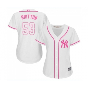 Women's New York Yankees #53 Zach Britton Authentic White Fashion Cool Base Baseball Jersey