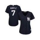 Women's New York Yankees #7 Mickey Mantle Navy Blue Alternate Stitched MLB Jersey
