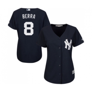 Women's New York Yankees #8 Yogi Berra Authentic Navy Blue Alternate Baseball Jersey