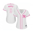 Women's New York Yankees #9 Roger Maris Authentic White Fashion Cool Base Baseball Jersey